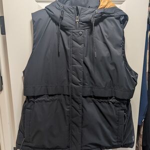 Prana Black Hooded Vest with Gold Lining